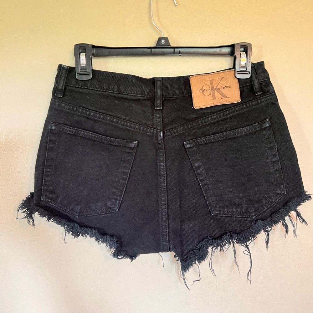 Distressed jean shorts
